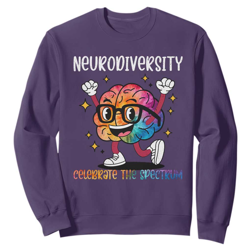 Neurodiversity Brain Sweatshirt Celebrate The Spectrum Autism Acceptance ASD ADHD TS02 Purple Print Your Wear