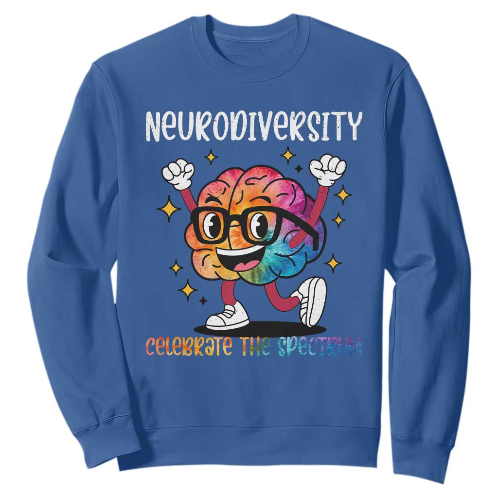 Neurodiversity Brain Sweatshirt Celebrate The Spectrum Autism Acceptance ASD ADHD TS02 Royal Blue Print Your Wear