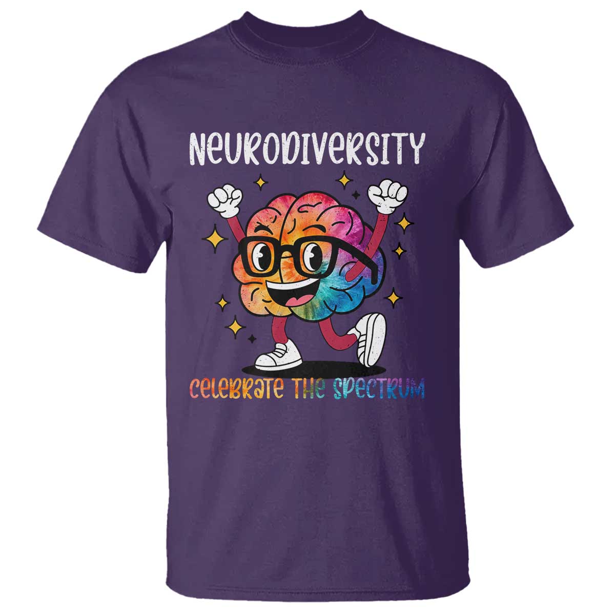 Neurodiversity Brain T Shirt Celebrate The Spectrum Autism Acceptance ASD ADHD TS02 Purple Print Your Wear