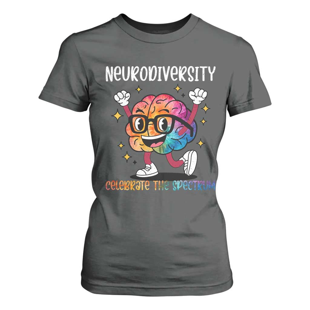 Neurodiversity Brain T Shirt For Women Celebrate The Spectrum Autism Acceptance ASD ADHD TS02 Dark Heather Print Your Wear