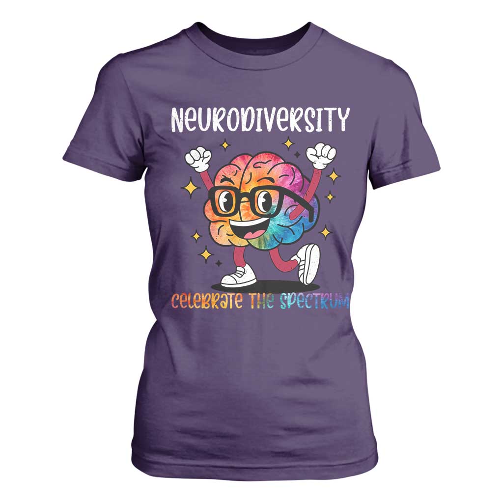 Neurodiversity Brain T Shirt For Women Celebrate The Spectrum Autism Acceptance ASD ADHD TS02 Purple Print Your Wear