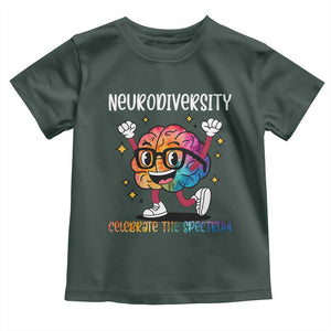 Neurodiversity Brain Toddler T Shirt Celebrate The Spectrum Autism Acceptance ASD ADHD TS02 Dark Forest Green Print Your Wear