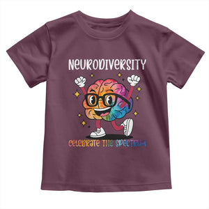 Neurodiversity Brain Toddler T Shirt Celebrate The Spectrum Autism Acceptance ASD ADHD TS02 Maroon Print Your Wear