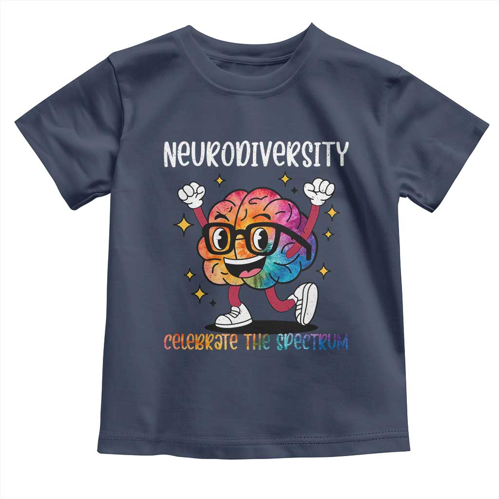 Neurodiversity Brain Toddler T Shirt Celebrate The Spectrum Autism Acceptance ASD ADHD TS02 Navy Print Your Wear