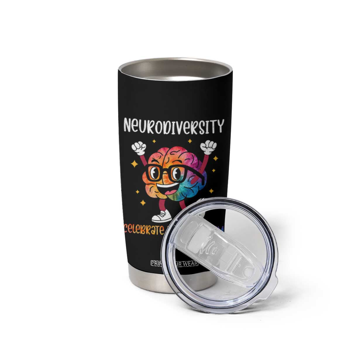 Neurodiversity Brain Tumbler Cup Celebrate The Spectrum Autism Acceptance ASD ADHD TS02 Print Your Wear