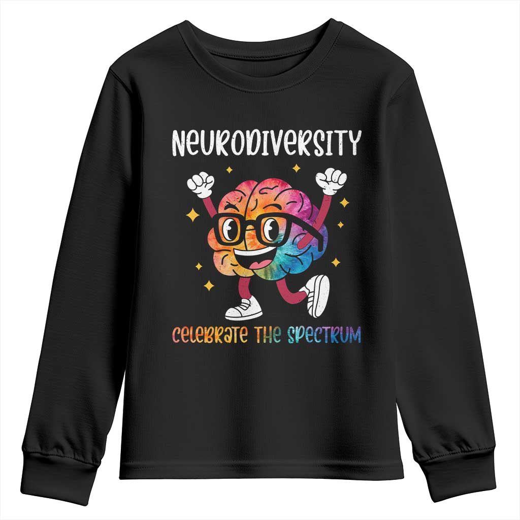 Neurodiversity Brain Youth Sweatshirt Celebrate The Spectrum Autism Acceptance ASD ADHD TS02 Black Print Your Wear