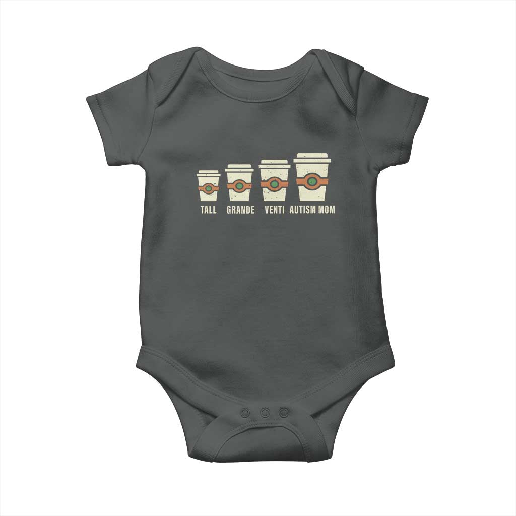 Funny Autism Mom Baby Onesie Coffee Support Autistic TS02 Dark Heather Print Your Wear