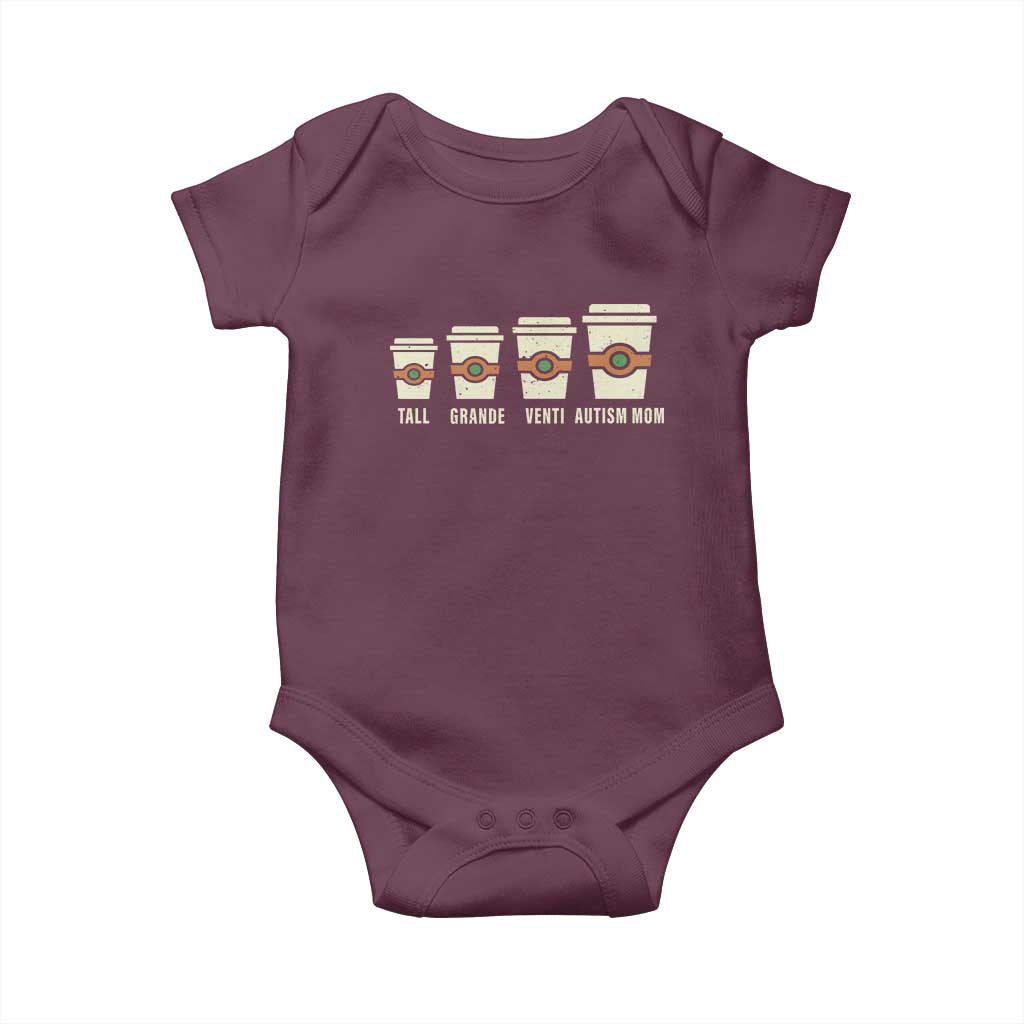 Funny Autism Mom Baby Onesie Coffee Support Autistic TS02 Maroon Print Your Wear