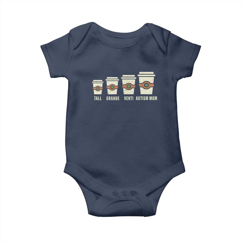 Funny Autism Mom Baby Onesie Coffee Support Autistic TS02 Navy Print Your Wear