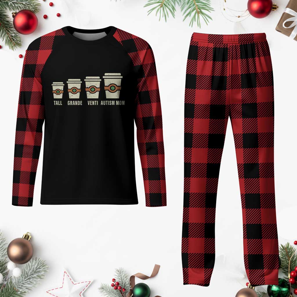 Funny Autism Mom Plaid Pajama Set Coffee Support Autistic TS02 Buffalo Plaid Print Your Wear