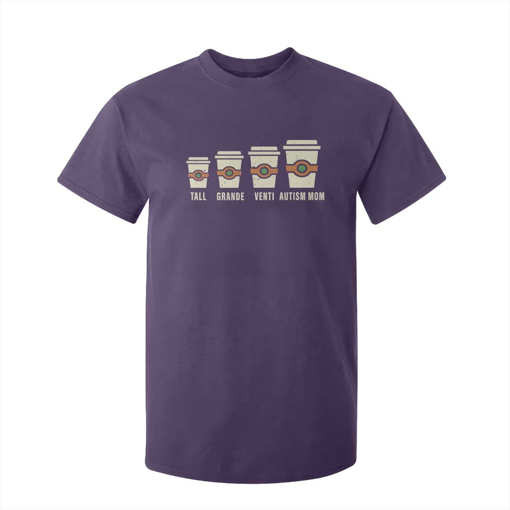 Funny Autism Mom T Shirt For Kid Coffee Support Autistic TS02 Purple Print Your Wear