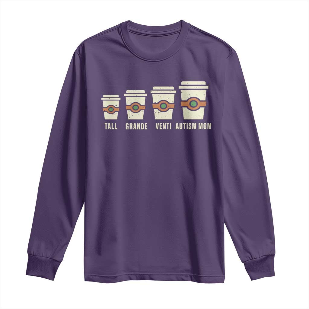 Funny Autism Mom Long Sleeve Shirt Coffee Support Autistic TS02 Purple Print Your Wear