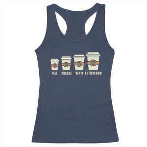 Funny Autism Mom Racerback Tank Top Coffee Support Autistic TS02 Navy Print Your Wear