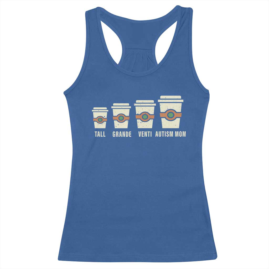 Funny Autism Mom Racerback Tank Top Coffee Support Autistic TS02 Royal Blue Print Your Wear