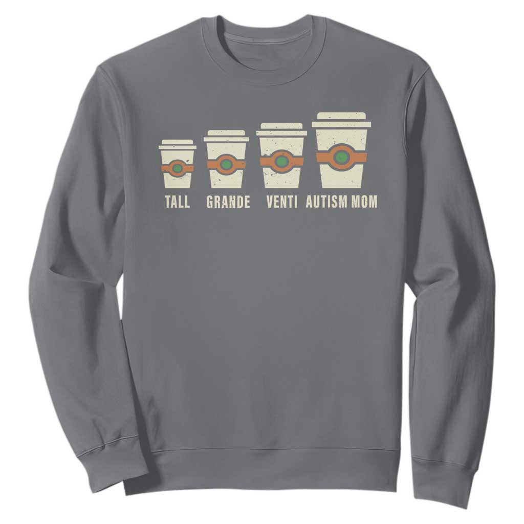 Funny Autism Mom Sweatshirt Coffee Support Autistic TS02 Charcoal Print Your Wear