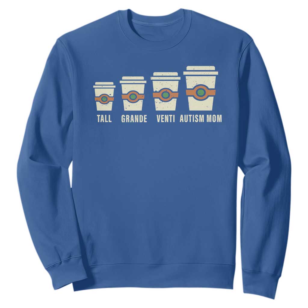 Funny Autism Mom Sweatshirt Coffee Support Autistic TS02 Royal Blue Print Your Wear
