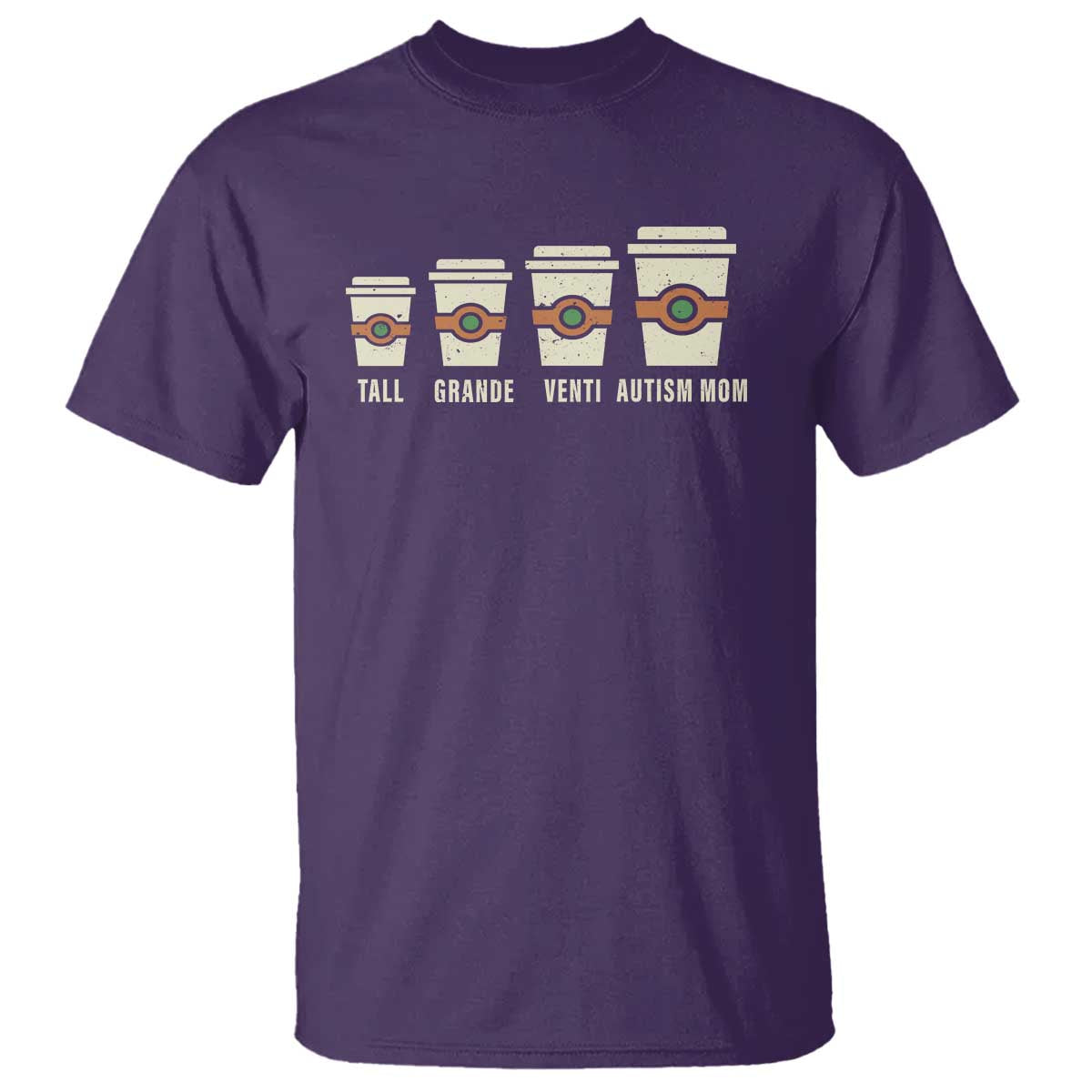 Funny Autism Mom T Shirt Coffee Support Autistic TS02 Purple Print Your Wear