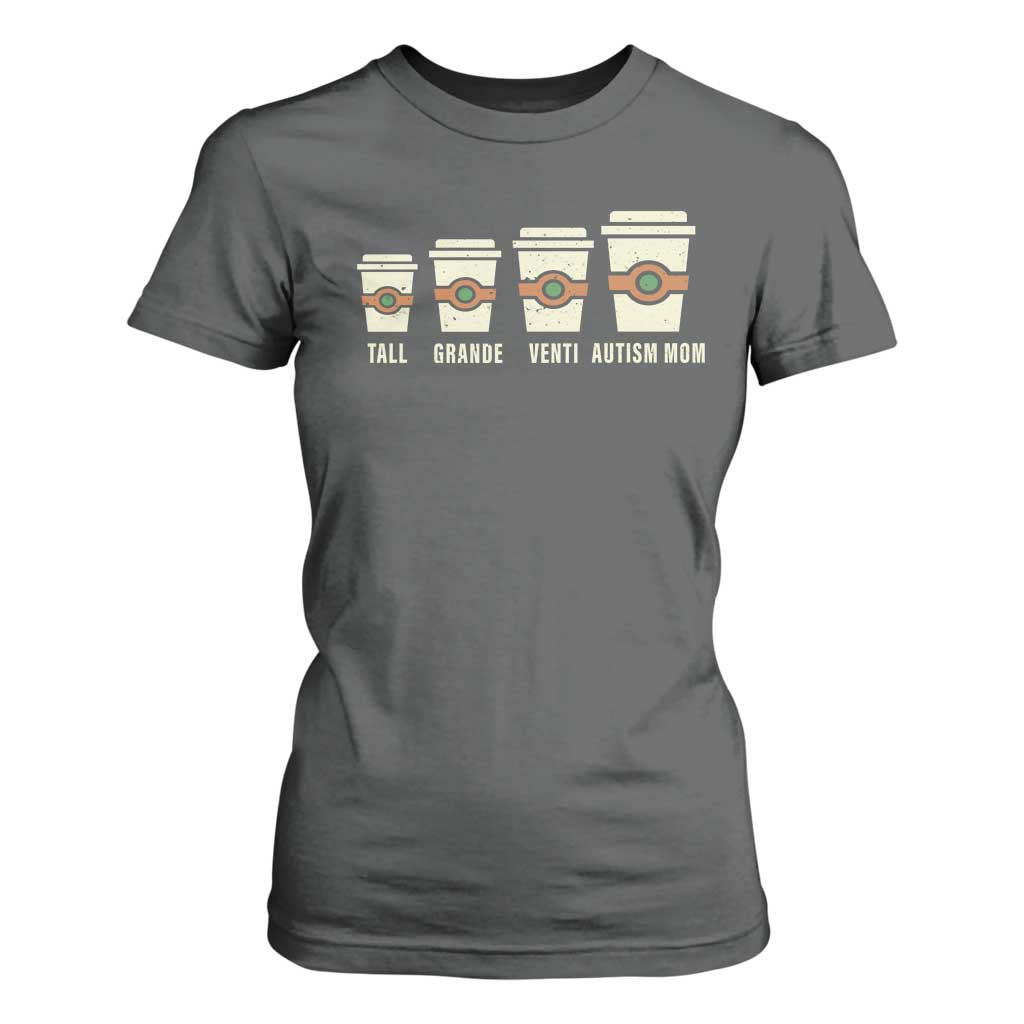 Funny Autism Mom T Shirt For Women Coffee Support Autistic TS02 Dark Heather Print Your Wear