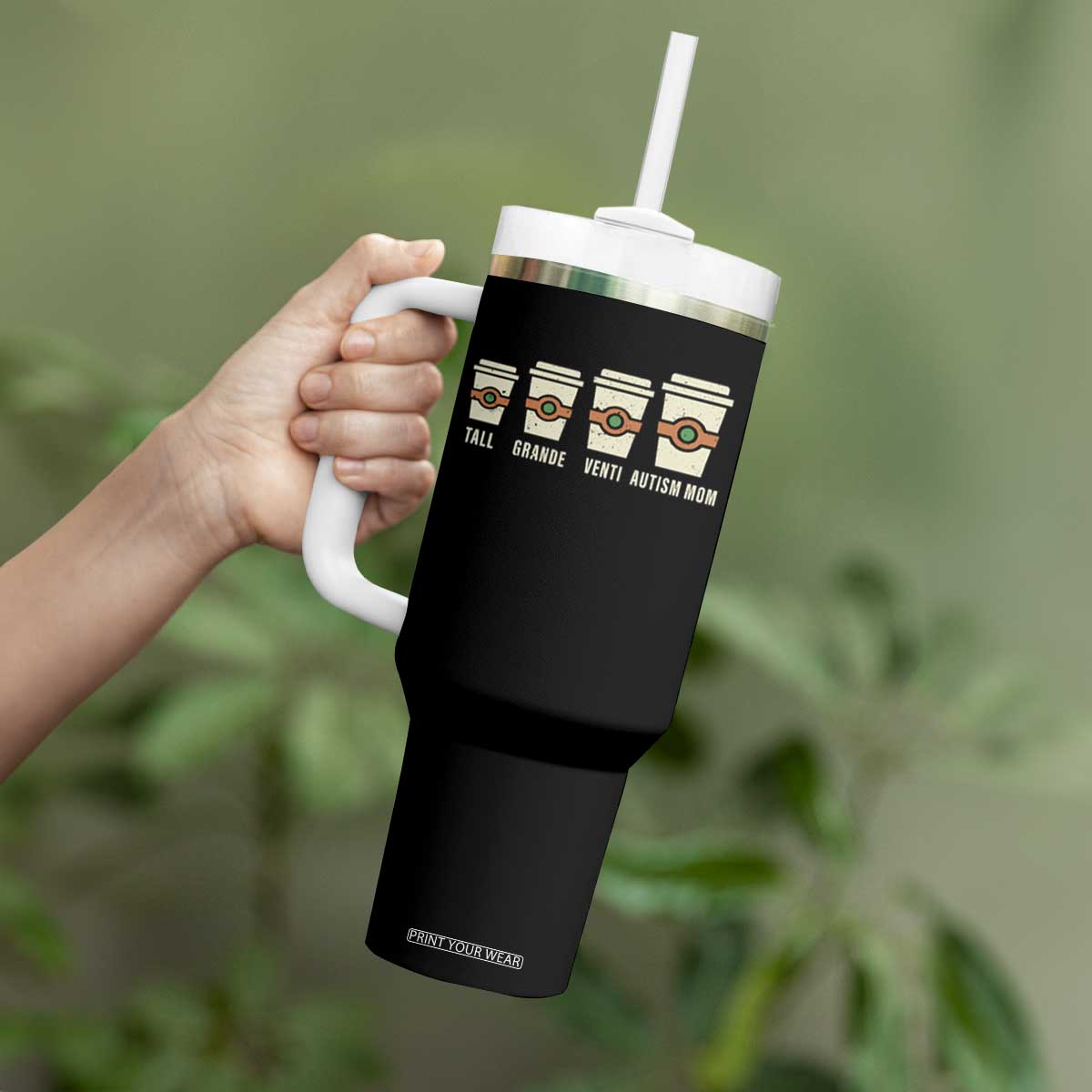 Funny Autism Mom Tumbler With Handle Coffee Support Autistic TS02 Print Your Wear