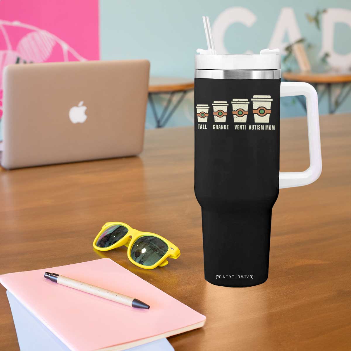 Funny Autism Mom Tumbler With Handle Coffee Support Autistic TS02 Print Your Wear