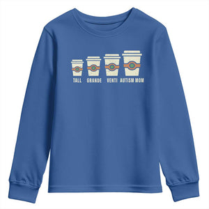 Funny Autism Mom Youth Sweatshirt Coffee Support Autistic TS02 Royal Blue Print Your Wear