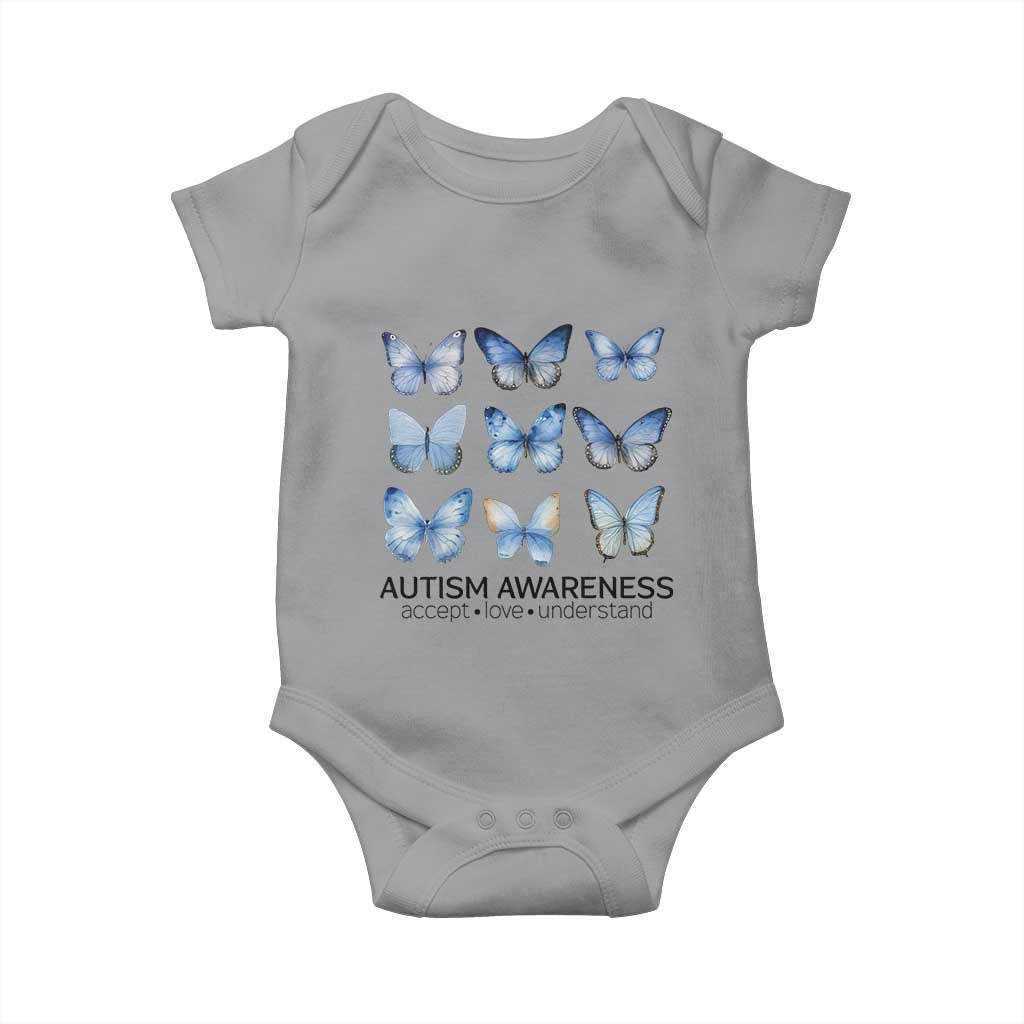 Autism Awareness Blue Butterflies Baby Onesie Accept Love Understand TS02 Sport Gray Print Your Wear