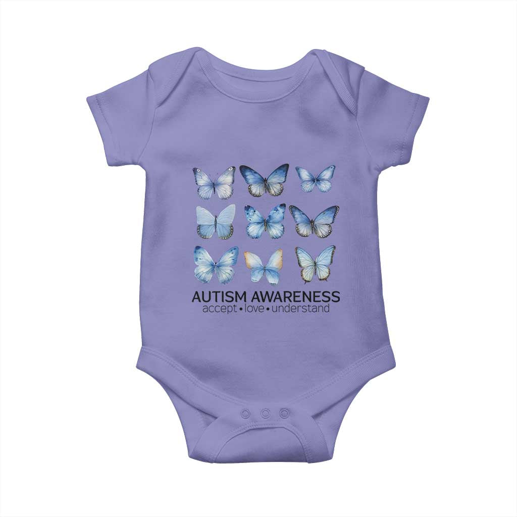 Autism Awareness Blue Butterflies Baby Onesie Accept Love Understand TS02 Violet Print Your Wear