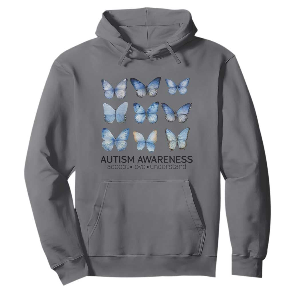 Autism Awareness Blue Butterflies Hoodie Accept Love Understand TS02 Charcoal Print Your Wear