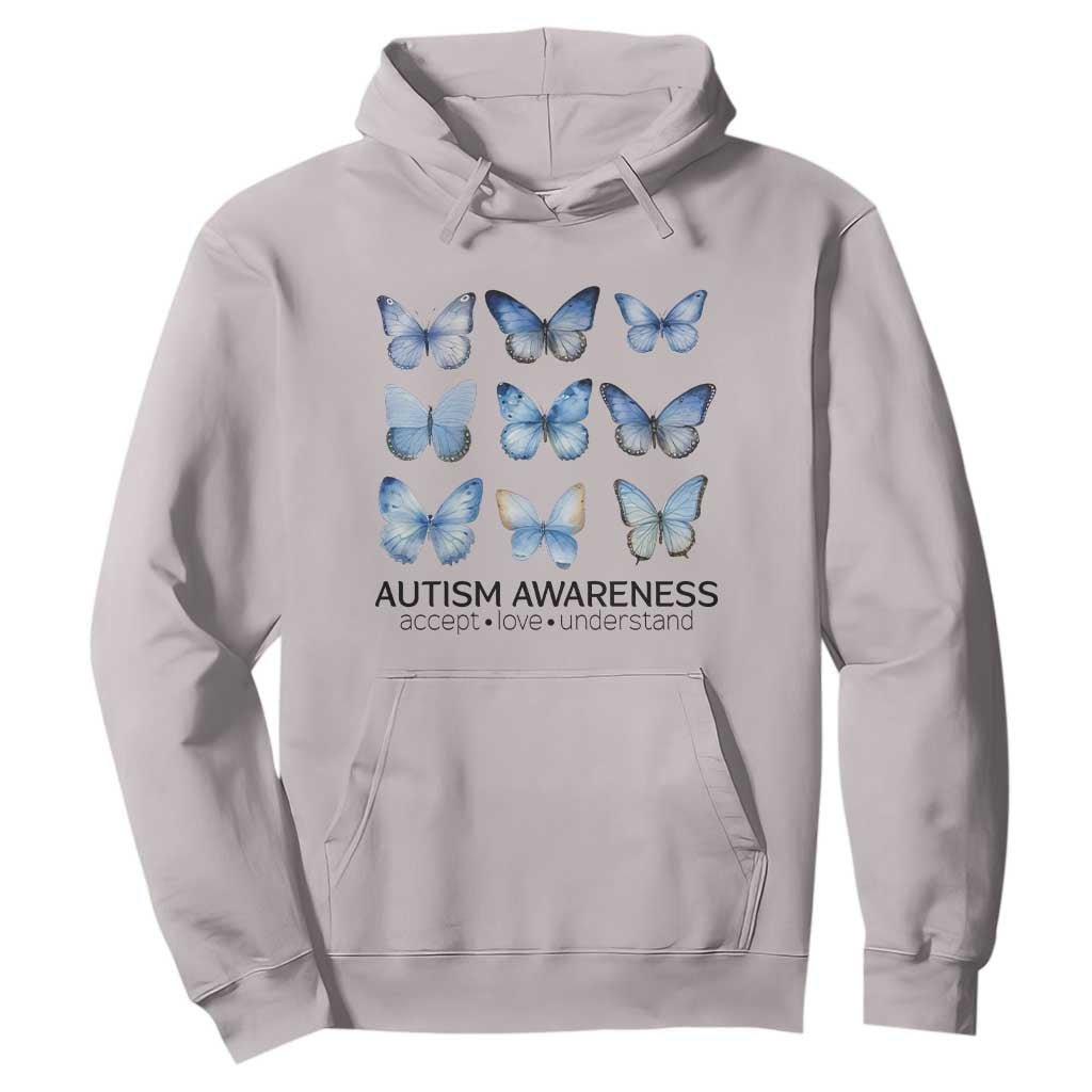 Autism Awareness Blue Butterflies Hoodie Accept Love Understand TS02 Ice Gray Print Your Wear