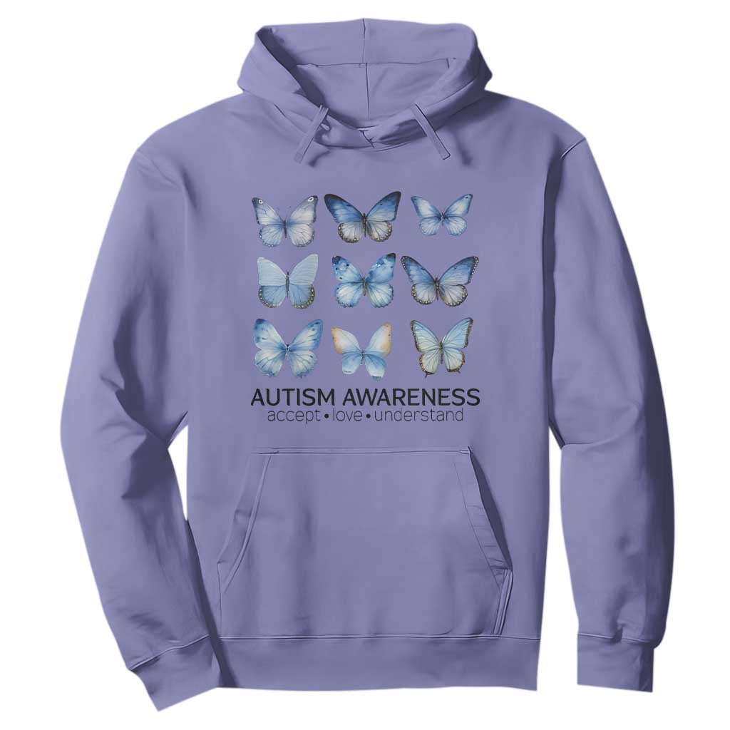 Autism Awareness Blue Butterflies Hoodie Accept Love Understand TS02 Violet Print Your Wear