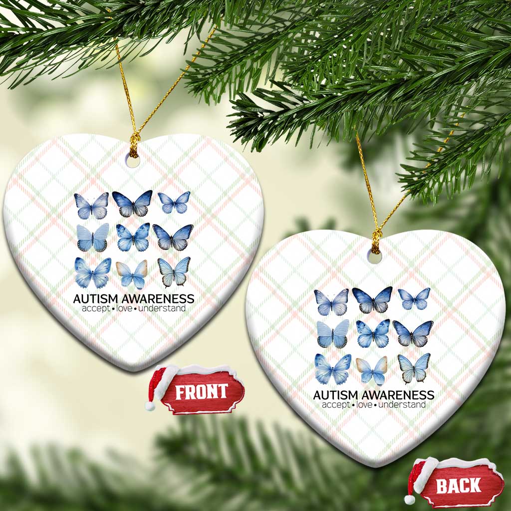 Autism Awareness Blue Butterflies Ceramic Ornament Accept Love Understand TS02 Print Your Wear
