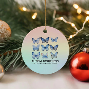 Autism Awareness Blue Butterflies Ceramic Ornament Accept Love Understand TS02 1pc Pastel Print Your Wear