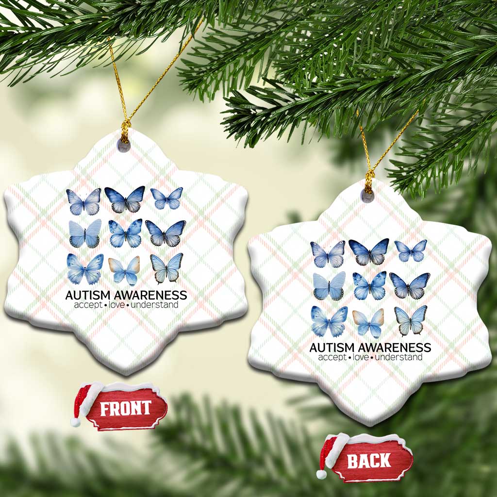 Autism Awareness Blue Butterflies Ceramic Ornament Accept Love Understand TS02 Print Your Wear