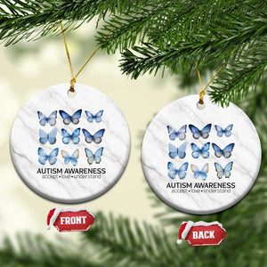 Autism Awareness Blue Butterflies Ceramic Ornament Accept Love Understand TS02 1pc White Marble Print Your Wear