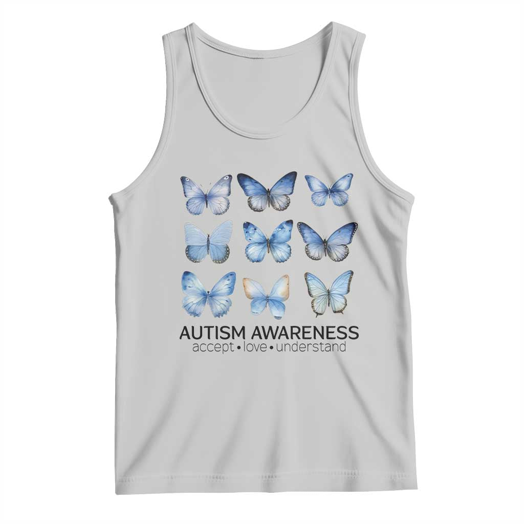 Autism Awareness Blue Butterflies Tank Top Accept Love Understand TS02 Ash Print Your Wear