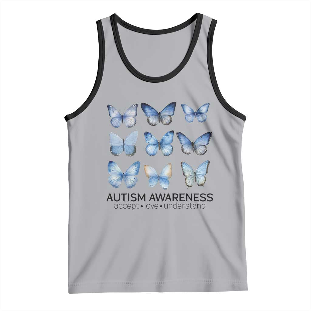 Autism Awareness Blue Butterflies Tank Top Accept Love Understand TS02 Athletic Heather Black Print Your Wear