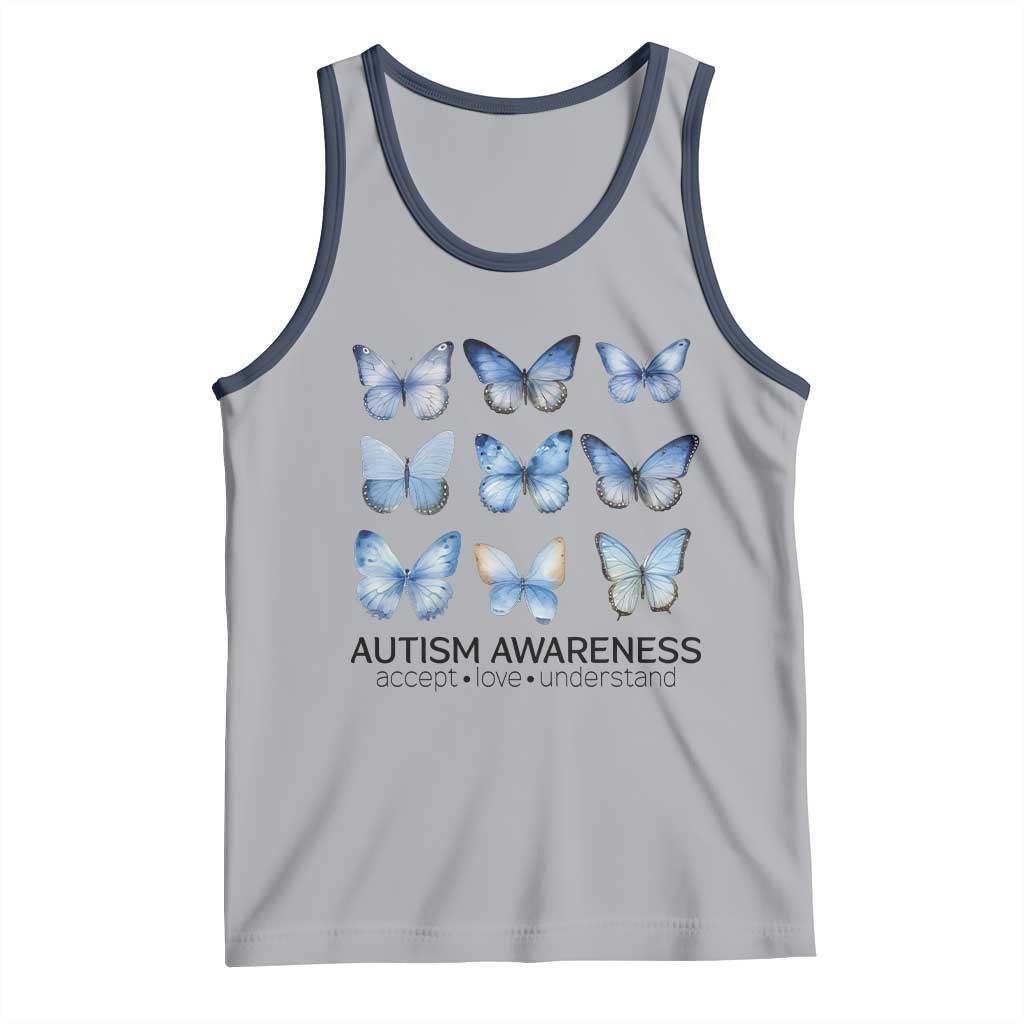 Autism Awareness Blue Butterflies Tank Top Accept Love Understand TS02 Athletic Heather Navy Print Your Wear