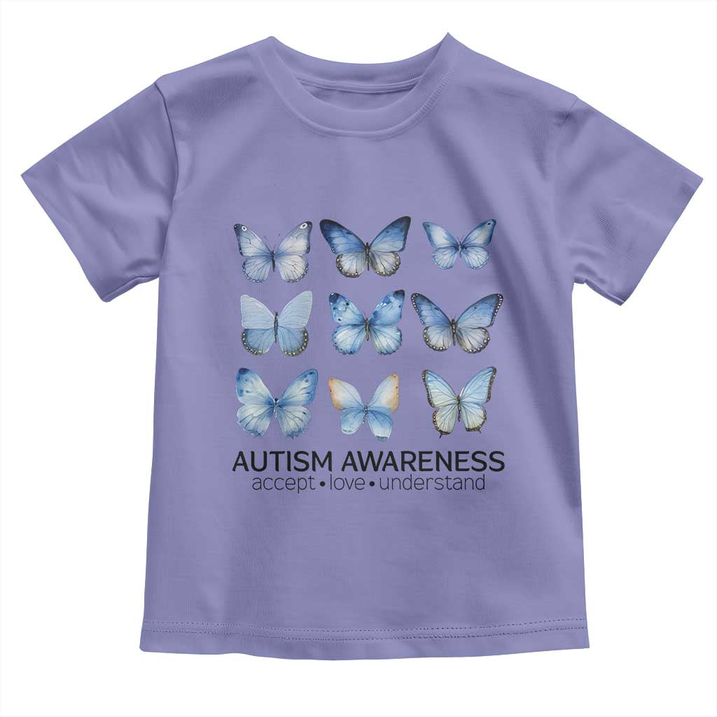 Autism Awareness Blue Butterflies Toddler T Shirt Accept Love Understand TS02 Violet Print Your Wear