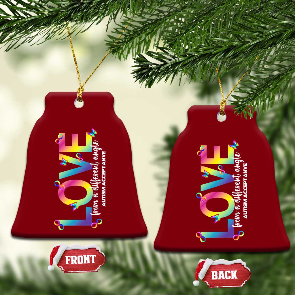 Autism Acceptance Ceramic Ornament Love From a Different Angle Rainbow Infinity TS02 Print Your Wear