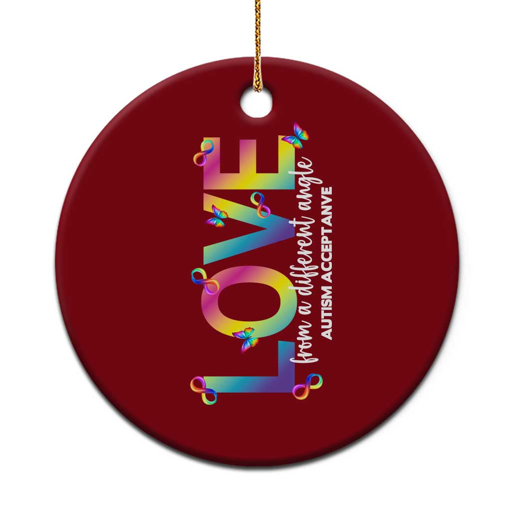 Autism Acceptance Ceramic Ornament Love From a Different Angle Rainbow Infinity TS02 1pc Red Print Your Wear