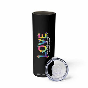 Autism Acceptance Skinny Tumbler Love From a Different Angle Rainbow Infinity TS02 Print Your Wear