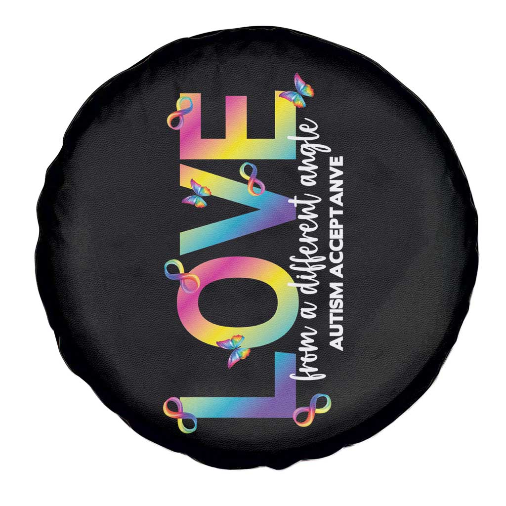 Autism Acceptance Spare Tire Cover Love From a Different Angle Rainbow Infinity TS02 Print Your Wear
