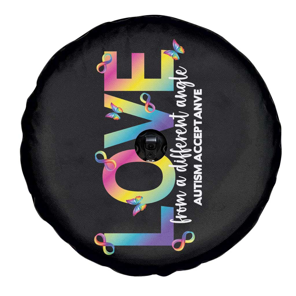 Autism Acceptance Spare Tire Cover Love From a Different Angle Rainbow Infinity TS02 Print Your Wear