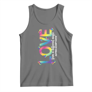 Autism Acceptance Tank Top Love From a Different Angle Rainbow Infinity TS02 Black Heather Print Your Wear