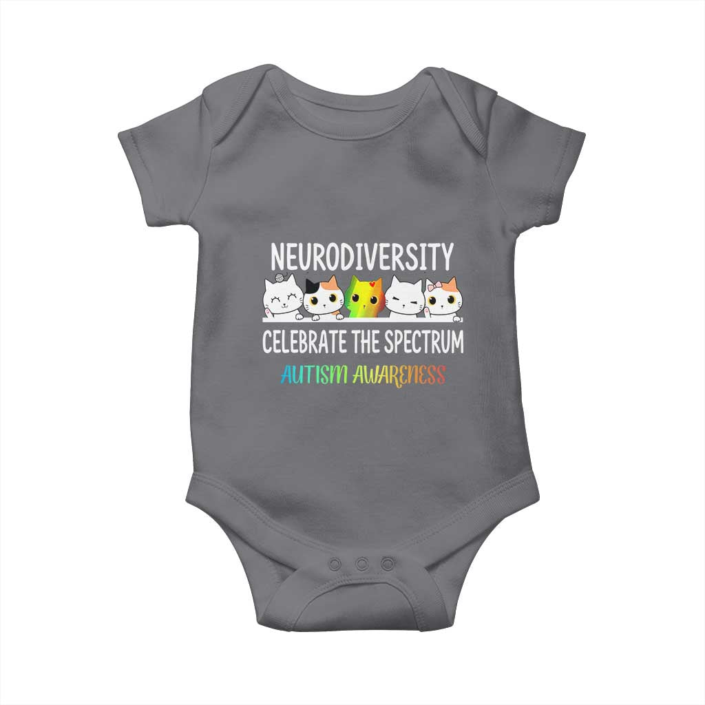 Cute Cats Autism Embrace Baby Onesie Neurodiversity Celebrate The Spectrum TS02 Charcoal Print Your Wear