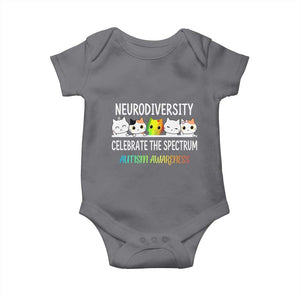 Cute Cats Autism Embrace Baby Onesie Neurodiversity Celebrate The Spectrum TS02 Charcoal Print Your Wear