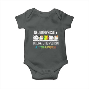 Cute Cats Autism Embrace Baby Onesie Neurodiversity Celebrate The Spectrum TS02 Dark Heather Print Your Wear