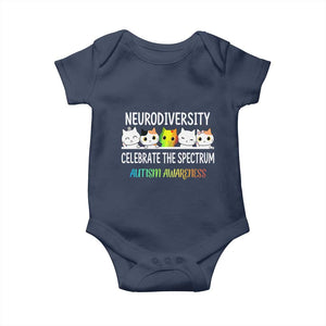 Cute Cats Autism Embrace Baby Onesie Neurodiversity Celebrate The Spectrum TS02 Navy Print Your Wear