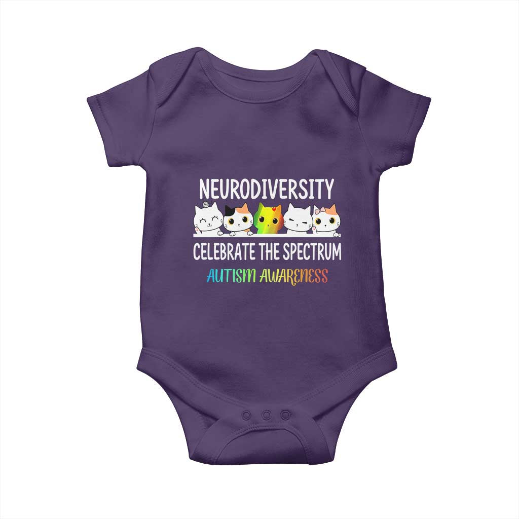 Cute Cats Autism Embrace Baby Onesie Neurodiversity Celebrate The Spectrum TS02 Purple Print Your Wear
