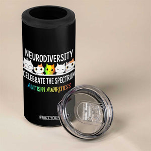Cute Cats Autism Embrace 4 in 1 Can Cooler Tumbler Neurodiversity Celebrate The Spectrum TS02 Print Your Wear